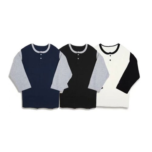 Henly Neck Shirts 3/4 Sleeve (3Color)
